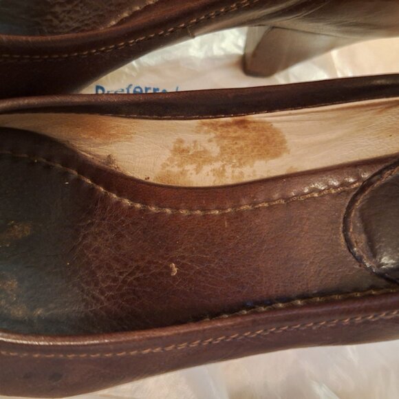 FRYE Leather Pumps with Stacked Wooden Heel - Picture 5 of 10